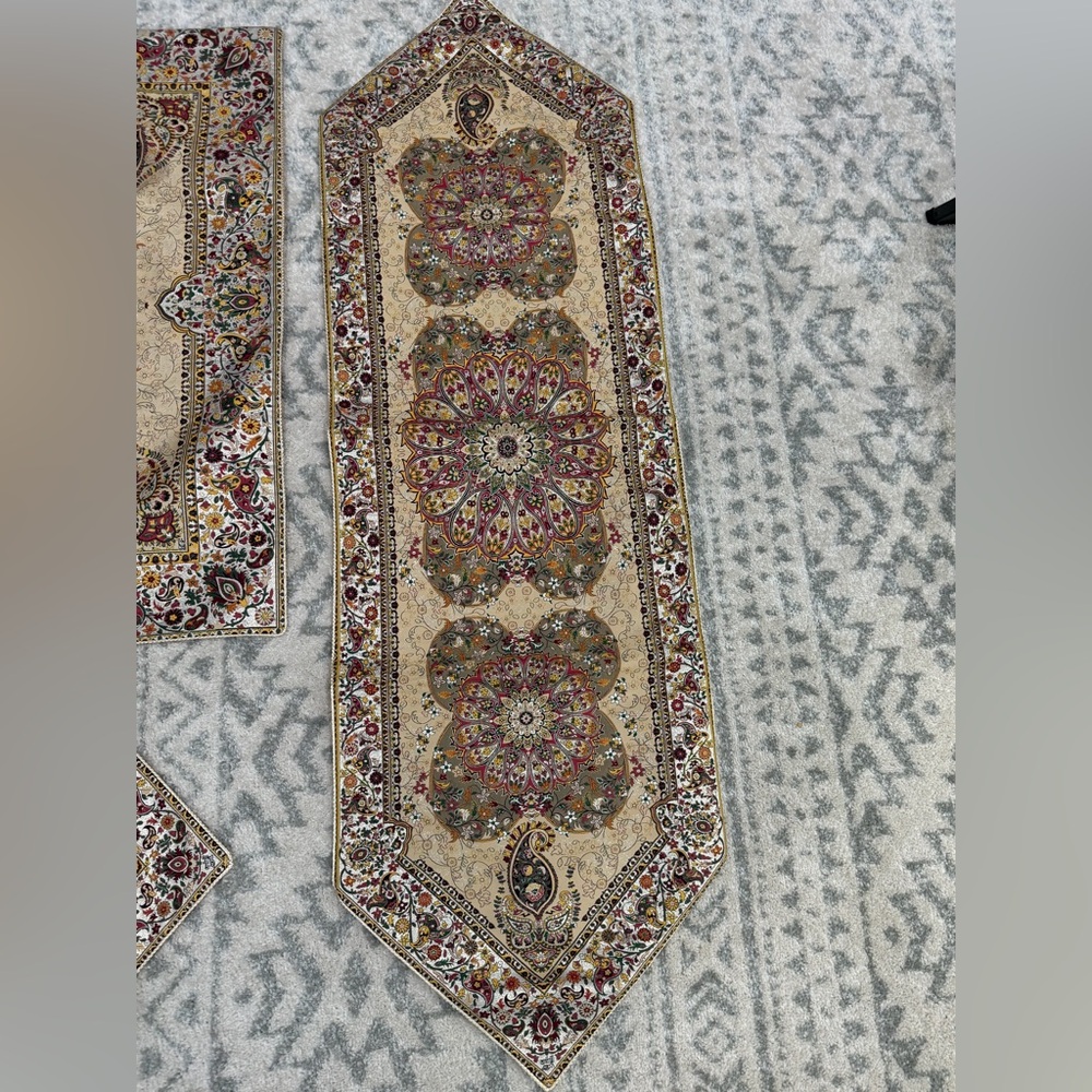 Persian Termeh 5Pc Table Set Runners Tablecloth Placemats Luxury Decor - Picture 6 of 8